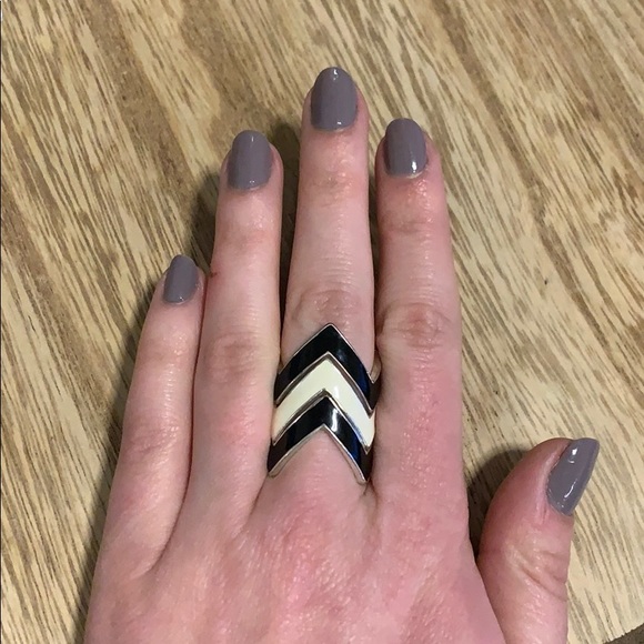 Stackable Black & White Chevron Rings - Picture 3 of 3